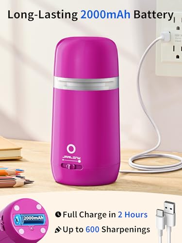JARLINK Automatic Electric Pencil Sharpener, Rechargeable - color: Pink