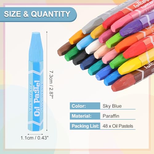 PATIKIL Sky Blue Oil Pastels, 48Pcs Soft Oil Crayons Pastels Stick Vibrant and Creamy Art Supplies Bulk for Artists Beginners Art Painting Drawing Blending Graffiti Gallery - color: Sky Blue