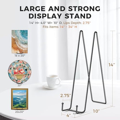 TR-LIFE 14 Inch Heavy Duty Plate Stand (4 Pack) - Metal Display Easel for Large Plates, Platters, Picture Frames, Signs, and Posters - size: 14 Inch