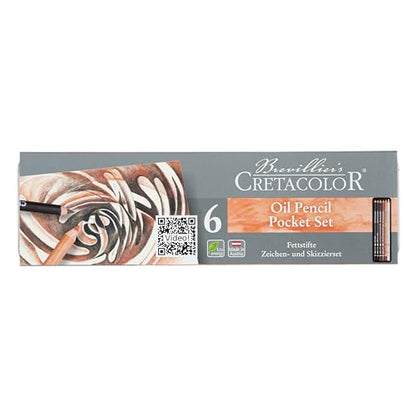 Cretacolor Oil Pencil Drawing Set of 6, Oil Pencil Tin box Set of 6,Multi