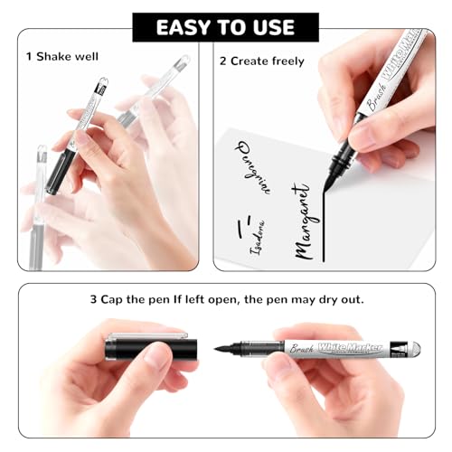 Guangna Black Acrylic Paint Markers, Black Acrylic Paint Pens for Christmas Art, Rock Painting, Wood, Glass, Ceramic, Canvas, Stone, DIY Crafts - color: Black