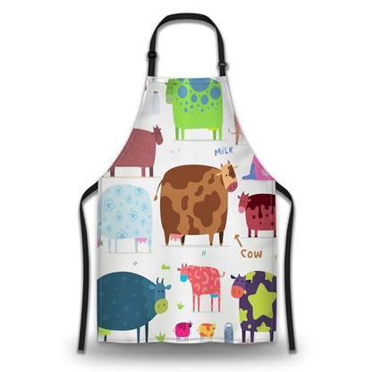 Baking Apron for Men Cows Women Aprons for Kitchen Cooking Restaurant BBQ Painting Crafting 27” (W) x 31” (H), Waterproof Apron - color: Cows