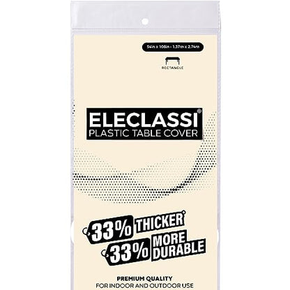 Eleclassi Ivory 6 Pack Premium Disposable Plastic Tablecloth 54 x 108 in - Plastic Table Cloth Disposable Tablecloth for Rectangle Table Up to 8 Feet - color: Ivory