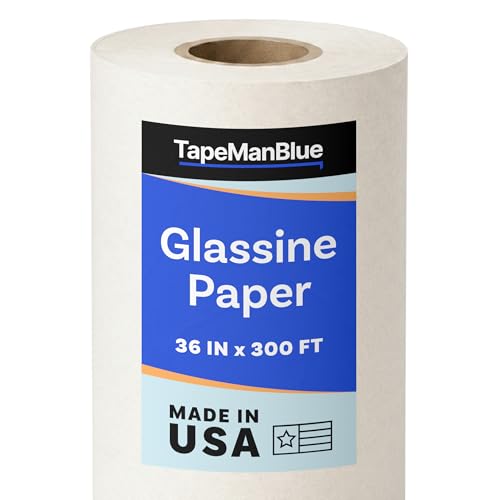 Glassine Paper Roll, 36 inch x 300 ft (100 yds), Made in USA, Archival Acid Free Paper for Storage, Artwork, Protection, Baking, Food Packaging and Wrapping, 25 lb Glassine Roll, White
