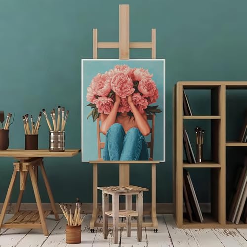Natuyalo Paint by Numbers for Adults - Flowers Woman Paint by Numbers for Adults Beginners, Flowers Girl Acrylic Simple Paint by Number Canvas for Decoration (16x20 inch) - color: ART-12