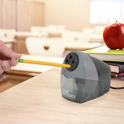 Westcott Compact Electric Pencil Sharpener, Multi-Hole Horizontal Design