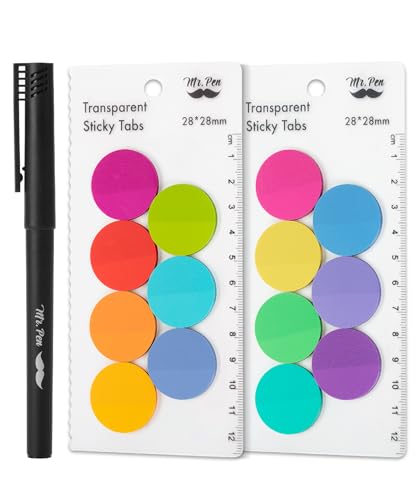 Mr. Pen- Round Transparent Sticky Notes, 1.1” Diameter, 14 Pads, 560 Sheets - color: Candy, size: 560 pcs