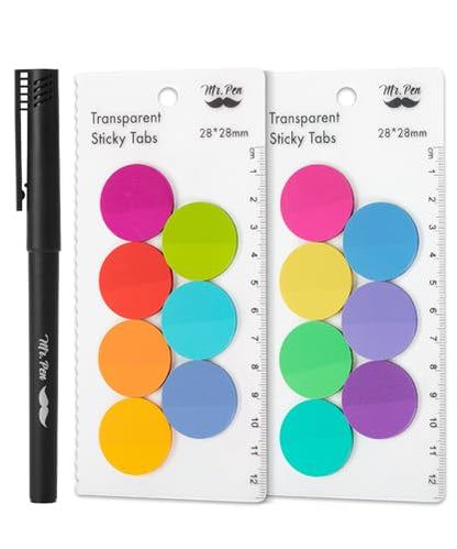 Mr. Pen- Round Transparent Sticky Notes, 1.1” Diameter, 14 Pads, 560 Sheets - color: Candy, size: 560 pcs