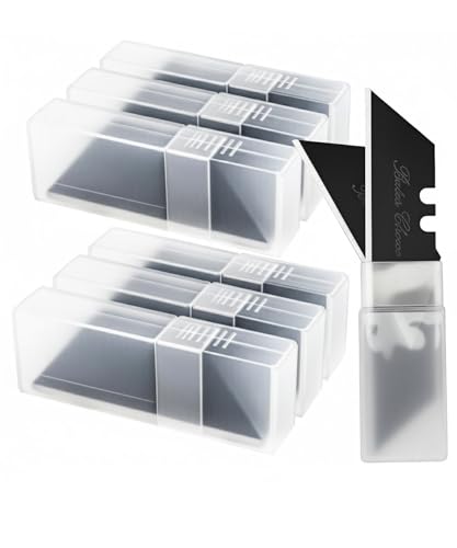 Bates- Utility Knife Blades, 60 Pack, Black, Replacement Blade for Box Cutters with Plastic Case - color: Black in Boxes, size: 60 Pack