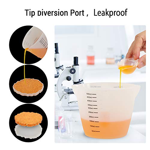 Gartful 500ml Large Silicone Measuring Cups, 2-Cup Resin Mixing & Pouring Cups for Epoxy, Resin Jewelry Making, Nonstick Reusable Craft Measuring Cups, 16 oz, Set of 2 - size: XL-500ml*2