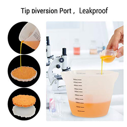 Gartful 500ml Large Silicone Measuring Cups, 2-Cup Resin Mixing & Pouring Cups for Epoxy, Resin Jewelry Making, Nonstick Reusable Craft Measuring Cups, 16 oz, Set of 2 - size: XL-500ml*2