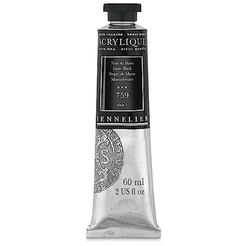 Sennelier Extra-Fine Artists' Acrylic, 60ml, Mars Black S1, 2.02 Fl Oz (Pack of 1) - color: Mars Black S1, size: 2 Fl Oz (Pack of 1)