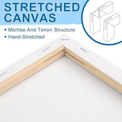 ESRICH Stretched Canvas for Painting, 12 Pack 9x12 Inch Canvas Value Pack,Primed Acid-Free Cotton Blank Canvases, Painting Canvas for Oil & Acrylic Paint. - size: 9x12in-12Pack