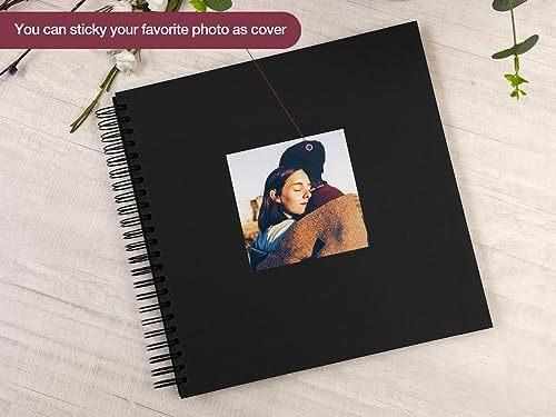 potricher 12 x 12 Inch Large DIY Scrapbook Photo Album 80 Pages, Black - color: Black, size: 12 Inch 80 Pages