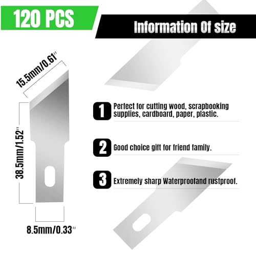 120 Pcs Exacto Knife Blades, #19 High Carbon Steel Hobby Knife Blade Refills Hobby Knife Replacement Blades for Craft, Scrapbooking, Stencil - size: #20