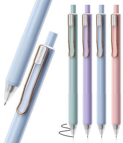 BIYUNRO Gel Pens - Black Ink 4pcs 0.5 mm Fine Point Smooth Writing Pen, Office School Journaling Supplies (Morandi) - color: Morandi
