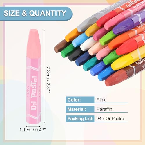 PATIKIL Pink Oil Pastels, 24Pcs Soft Oil Crayons Vibrant and Creamy Pastels Stick Art Supplies for Art Painting Drawing Blending Graffiti for Artists Beginners - color: Pink