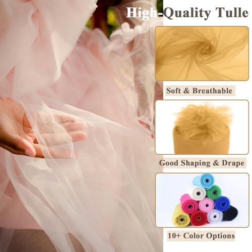 Honey Gold Tulle Fabric Roll 54 Inch x 40 Yards Tulle Ribbon - color: Honey Gold, size: 54 Inch X 40 Yards