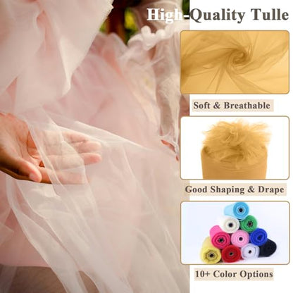 Honey Gold Tulle Fabric Roll 54 Inch x 40 Yards Tulle Ribbon - color: Honey Gold, size: 54 Inch X 40 Yards