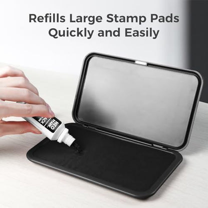 Stamp Ink, 2 Pack Quick-Drying Refill Ink, Black, 1oz | AP-Certified, Water-Based Ink, Smudge-Resistant, Clear Impressions, Precision Refill Tip, for Date Stamps & Stamp Pads - color: Black
