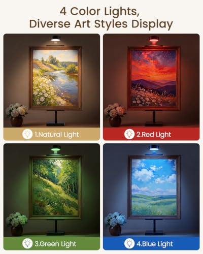 Adjustable Tabletop Easel Stand with Picture Frame Light, Black | Picture Easels for Display Up to 29" H, Picture Frame Holder, For Art, Photo - color: Light Black