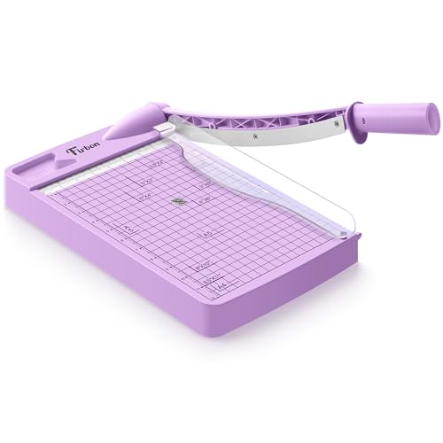 Firbon 12 Inch Guillotine Paper Cutter, Heavy Duty Paper Trimmer, Purple | 12-Sheet Capacity | Dual Scales | Paper, Cardstock & Photo Trimming | Scrapbooking Crafts | Office, Home & Studio Use - color: Purple