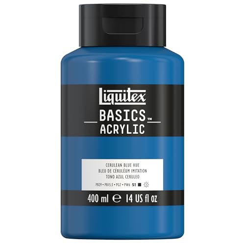 Liquitex BASICS Acrylic Paint, 13.5-oz Bottle, Cerulean Blue Hue - color: Cerulean Blue Hue, size: 13.5 Fl Oz (Pack of 1)