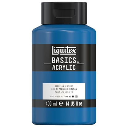 Liquitex BASICS Acrylic Paint, 13.5-oz Bottle, Cerulean Blue Hue - color: Cerulean Blue Hue, size: 13.5 Fl Oz (Pack of 1)