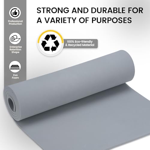 Do²ping Gray Eva Foam Sheets roll, 2mm eva Craft Foam 49''x13.5'' High Density 86kg/m3 for Cosplay - color: Gray, size: Thickness 2mm