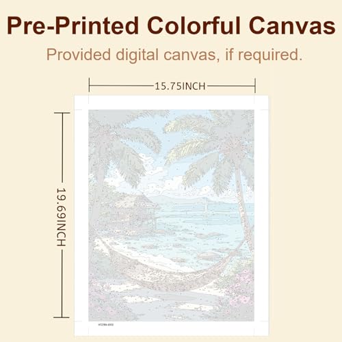 Gemozaic Beach Paint by Numbers Kit for Adults, 16 x 20 Inch, No Frame - color: MT22984