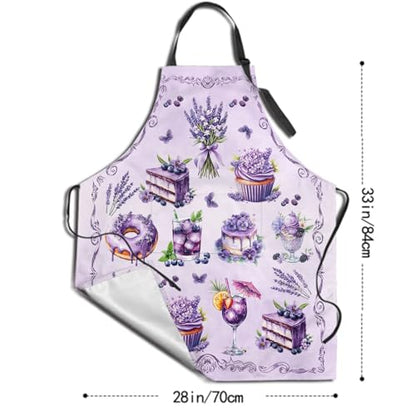 Funny Apron Polyester Grooming Aprons with Pocket for Cooking Kitchen Grilling Adults - color: Sweet Cake Purple