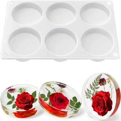 6-Cavity 4 Inches IALTMEI Deep Round Resin Coaster Molds， Upgrade Coaster Molds for Epoxy Resin， Coaster Silicone Molds for Eesin， DIY Craf Flower Bouquet Preservation