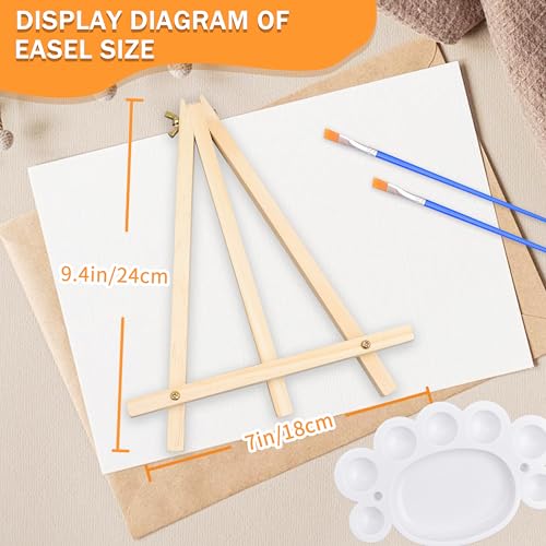 4 Pack 9 Inch Wood Easels, Tripod, Table Top Easels for Painting, Art Crafts Painting Party Easel, Student Tabletop Easels Stand for Painting, Portable Mini Canvas Photo Picture Sign Holder