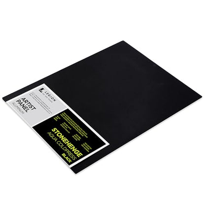 Legion Artist Panel, 1/8" Composite Brushed Aluminum with Stonehenge Aqua Coldpress Black, 100% Cotton, 140lb Paper, 12 x 16 inches for Wet Media - size: 12 x 16