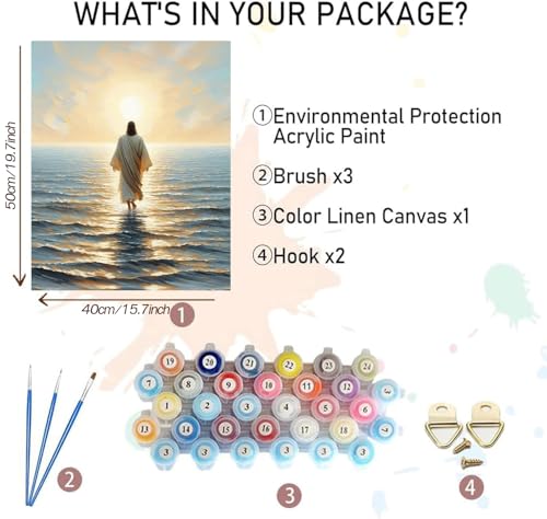 MBNTJHT Jesus Paint by Numbers Kit for Adults,Christian Painting by Number Kits on Canvas with Brushes,DIY Oil Painting by Numbers for Home Wall Decor 16X20 Inch. - color: MT22361