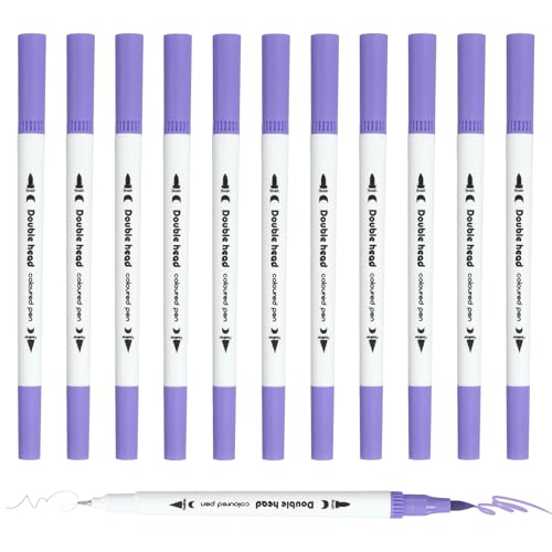 PATIKIL 12Pack Dual Brush Markers, Light Purple Watercolor Fine and Brush Tips Pens Colored Marker Calligraphy Coloring Art Supplies Set for Coloring Book Illustration Sketching Journaling - color: Light Purple