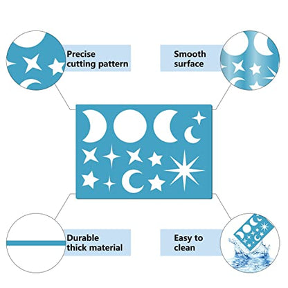 GORGECRAFT 2 Styles Jewelry Shape Template Reusable Leather Earring Templates Plastic Moon Star Sun Cutouts Cutting Stencil Lapidary Templates for Drawing Earrings Making Jewelry DIY Crafts 5x3.5 inch - style: Lapidary,Sun