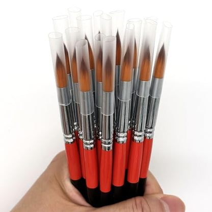 Size #6 Pointed Round Paint Brush Set of 16, Premium Taklon Synthetic Hair - size: Size #6 Pointed Round (16 PCS)