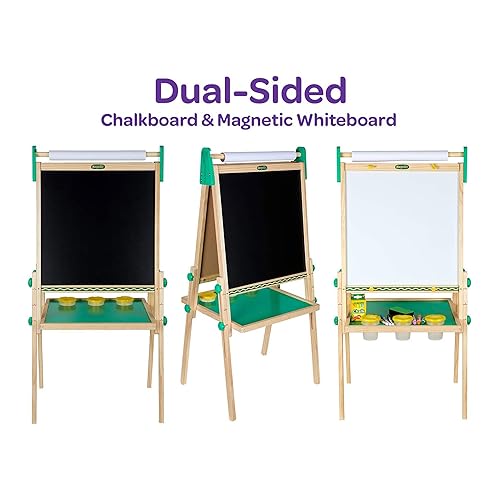 Crayola Wooden Art Easel for Kids, 2-in-1 Dry Erase Board & Chalkboard, Gifts for Toddlers, Ages 3, 4, 5 - style: Wooden Easel