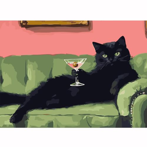 GEMFAMILY Black Cat Paint by Numbers Kit for Adults Beginner 16 X 20 inch | Funny Adult Paint by Number Kits on Canvas,Easy Canvas Paint by Numbers for Adults,Home Wall Decoration - color: HL6632