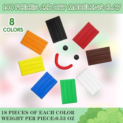 WinnerWhy 144 Pcs Total 76oz Air Dry Clay Soft Non-Toxic Molding Clay for DIY Arts Craft Sculpting Molding Projects Rewards Supplies(Multicolor) - color: Multicolor