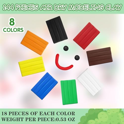 WinnerWhy 144 Pcs Total 76oz Air Dry Clay Soft Non-Toxic Molding Clay for DIY Arts Craft Sculpting Molding Projects Rewards Supplies(Multicolor) - color: Multicolor