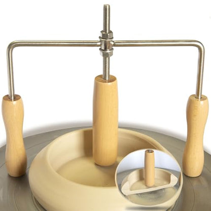 PrudoPex Pot Cup Mouth Opener, Adjustable Depth Ceramic Pot Cup Opening Tool, Adjustable Thickness Flat Bottom Pottery Tool (Wood)