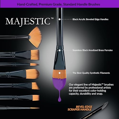Royal & Langnickel Majestic Flat and Glaze Wash Artist Brush Set, 8-Piece