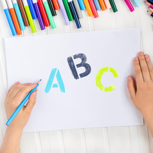 NAKLEO Painting Stencils for Kids, 8 Pcs Set 6x6, Alphabet Numbers - color: Alphabet & Numbers