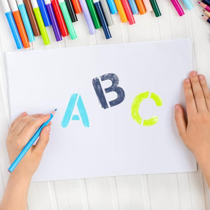 NAKLEO Painting Stencils for Kids, 8 Pcs Set 6x6, Alphabet Numbers - color: Alphabet & Numbers