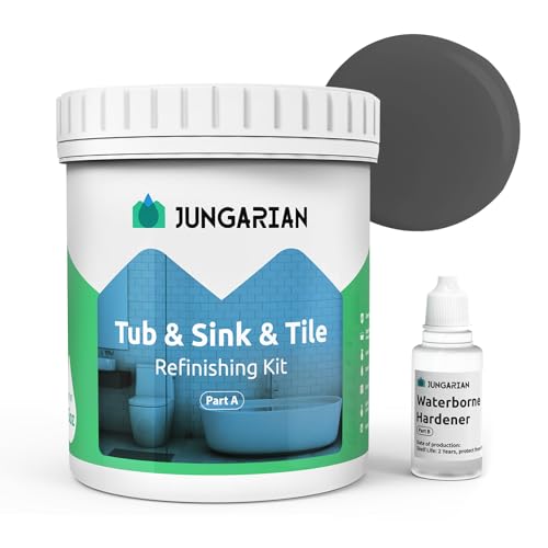 Tub and Tile Refinishing Kit 35oz, Low Odor Countertop Paint, Shower Sink Paint for Bathroom Kitchen, 50-55sq.ft Semi-Gloss Iron Ore - color: Iron Ore, style: 35oz, Without Tools