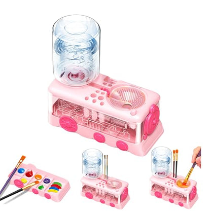 Upgraded Paint Brush Cleaner Tool,Brush Rinser Cup Painting Running Water Circulation Art Supplies for Acrylic,Watercolor and Water Based Creative Gift for Adult Artist Beginner and Painter - color: Pink2