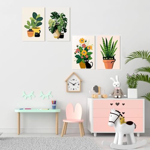 Gemozaic 4 Pack Cat Paint by Numbers Kit for Adults with Frame and Easel - color: BKH2112-BKH2115