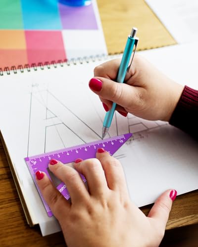 Honagu Aluminum Alloy Triangular Ruler Set, 4 Pieces, 20cm/7.87inches, Purple - color: Purple, size: 20cm